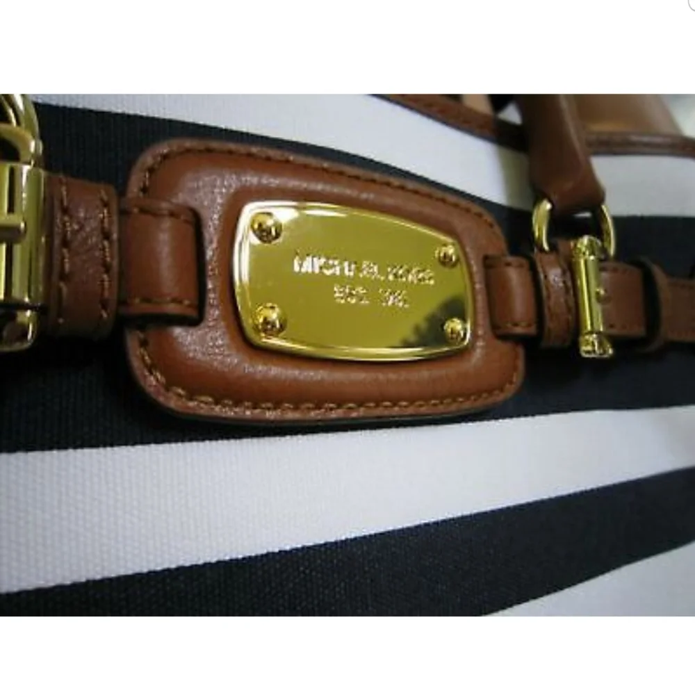 Michael Kors Navy and White Striped Tote - Picture 3 of 4